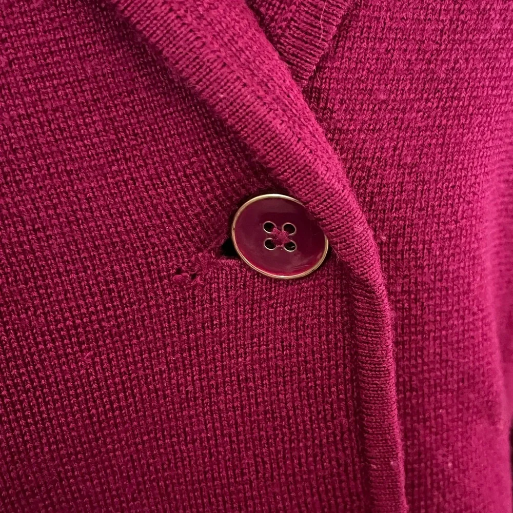 Talbots 100% pure merino wool magenta sweater wool collar jacket good cond M